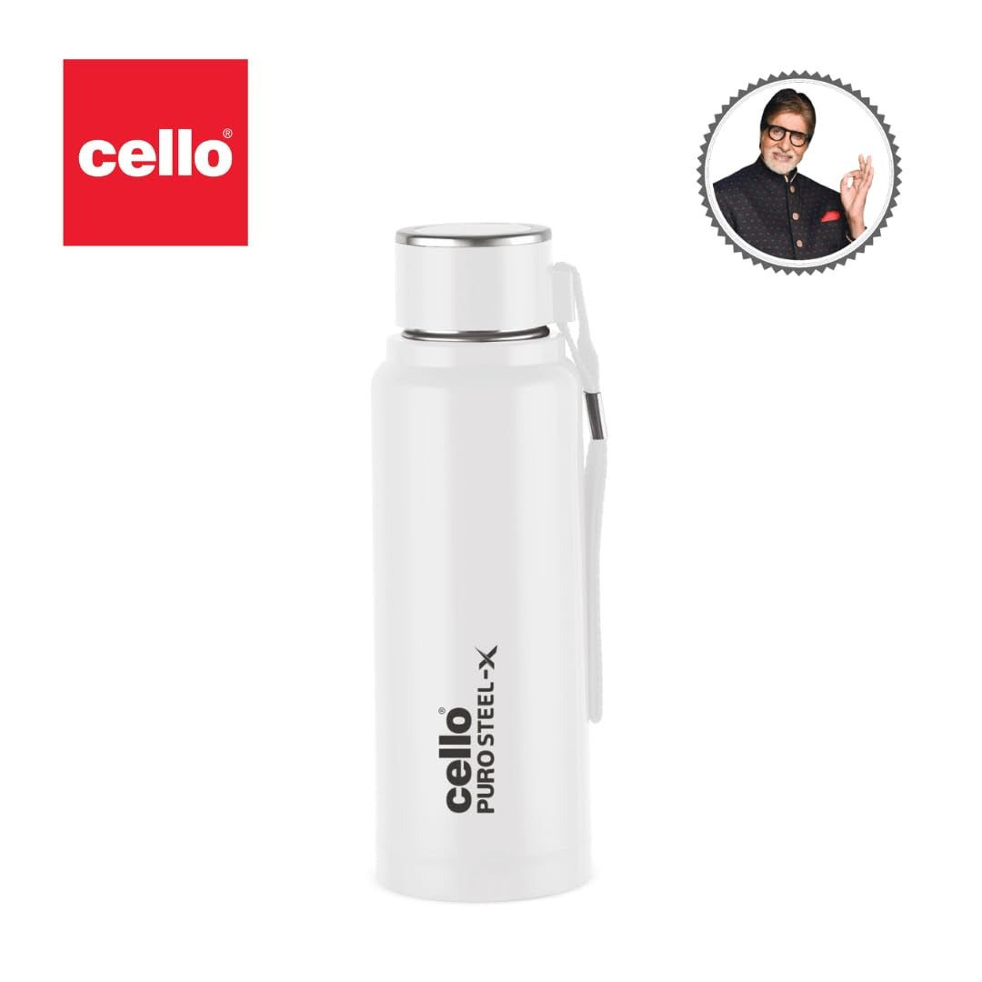 Cello Puro Steel-X Benz PU Insulated Water Bottle 410ml, White