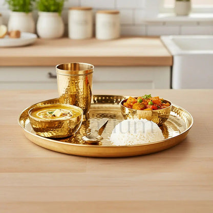 Artarium Brass Hammered Thali Set