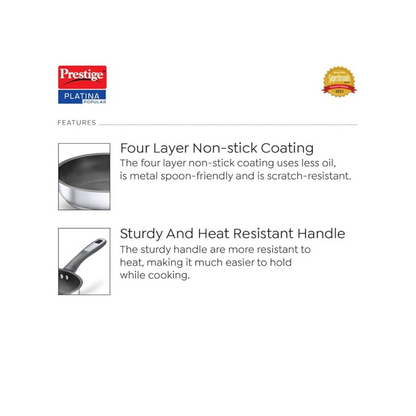 Prestige Platina Non-Stick SS Fry Pan without Lid 220mm