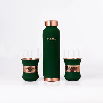 Artarium Copper Bottle with Copper Cups Gift Combo