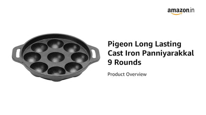 Pigeon Long Lasting Cast Iron Panniyarakkal 9 Rounds, Naturally Non-Stick