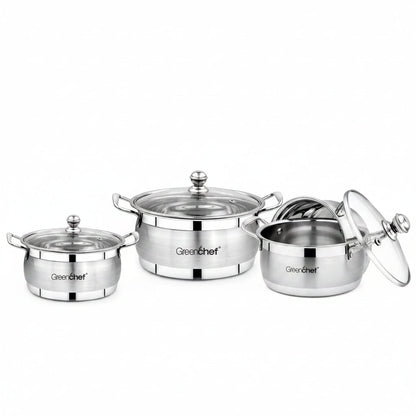 Greenchef 3-in-1 Stainless Steel Cook and Serve Induction Bottom Cookware Set