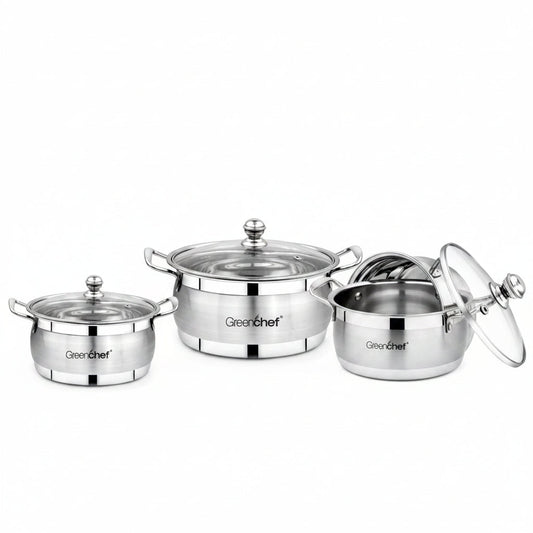 Greenchef 3-in-1 Stainless Steel Cook and Serve Induction Bottom Cookware Set