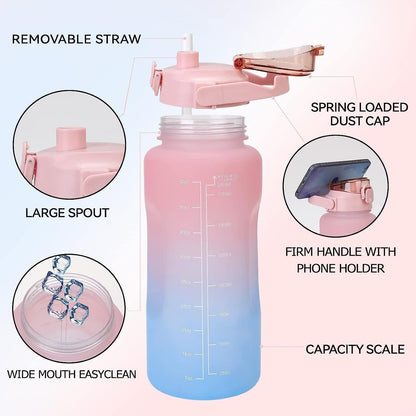 House of Quirk 2 Litre 3D Sticker Water Bottle - Pink/Blue