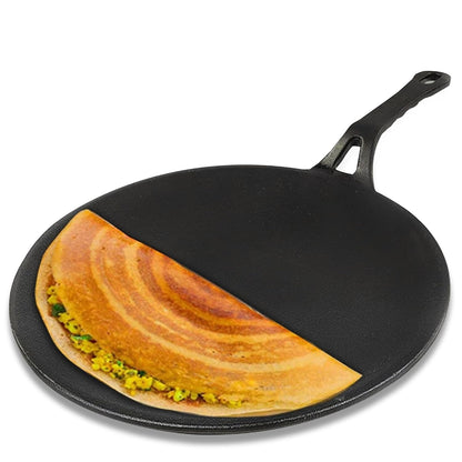 The Indus Valley Pre-Seasoned Cast Iron Concave Dosa Tawa + Free Wooden flip