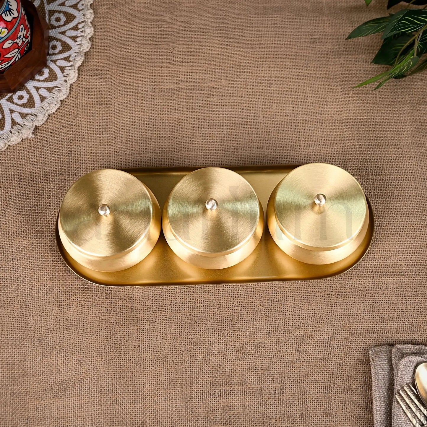 Artarium Brass Nut Bowl Gift Set Premium Handcrafted