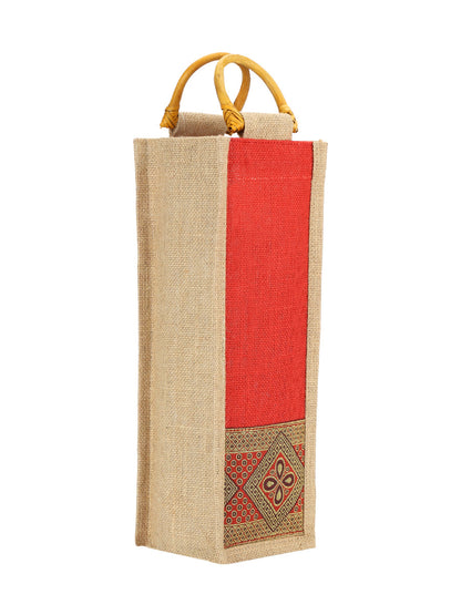 Jute Cottage Bottle Bag With Lace / Print
