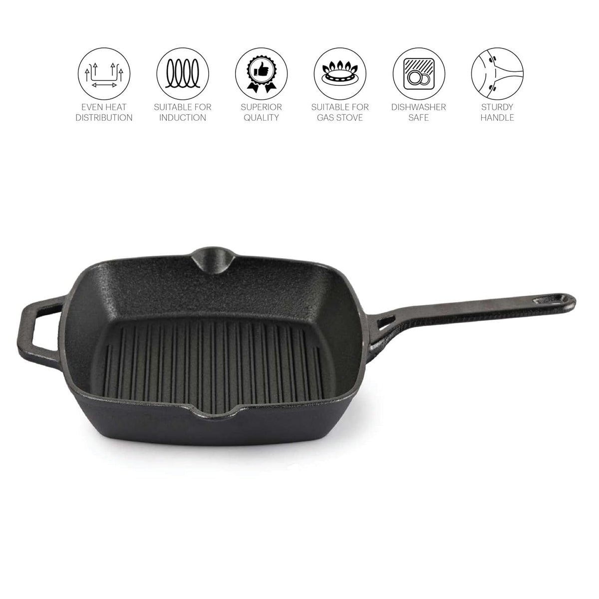 Cello Ironica Cast Iron Grill Pan Induction Compatible - 24 cm