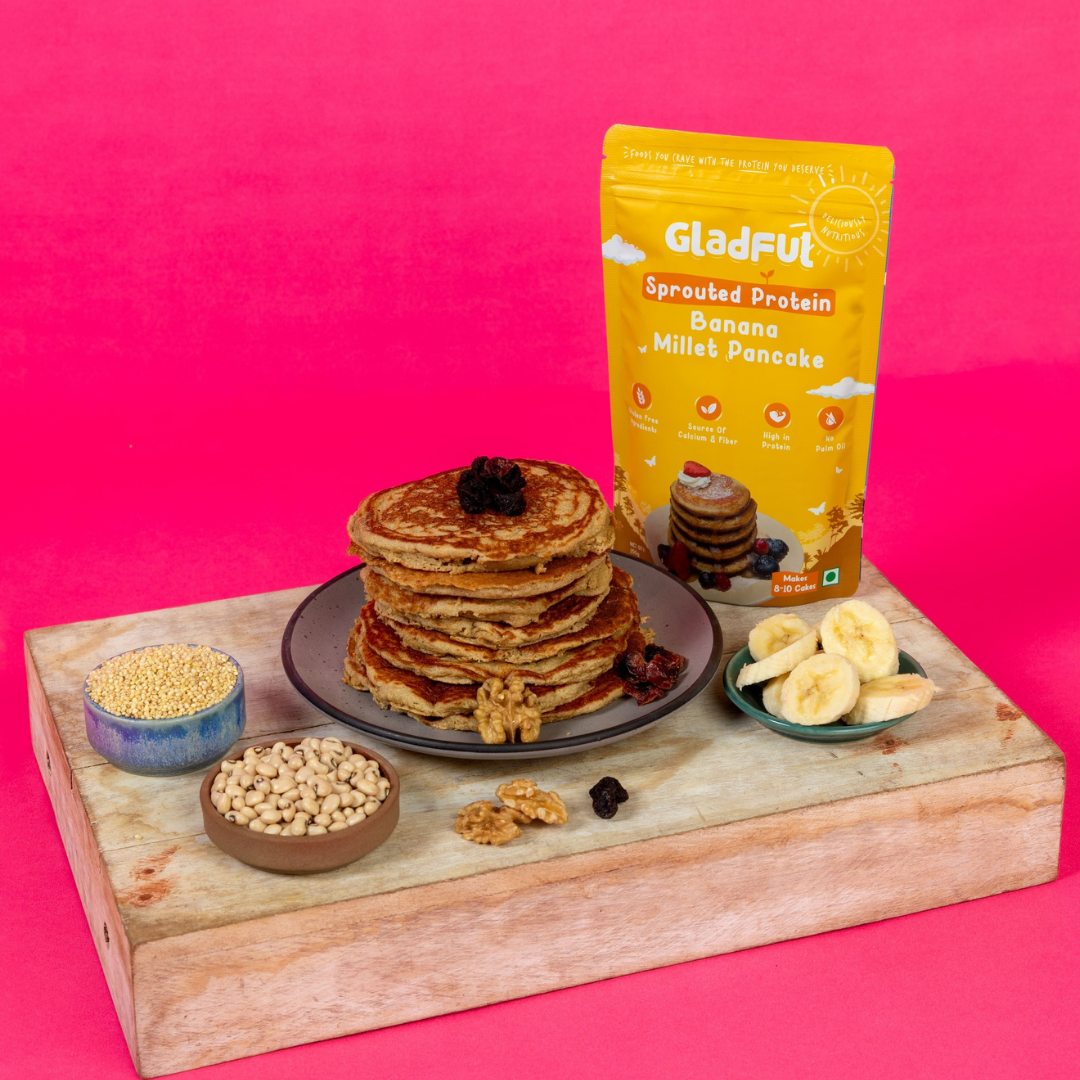Banana Pancake Mix with sprouted Millets and Lobia Masoor Protein -  Pack of 2