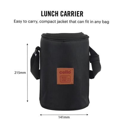 Cello All In One Lunch Box with Fabric Bag, Black