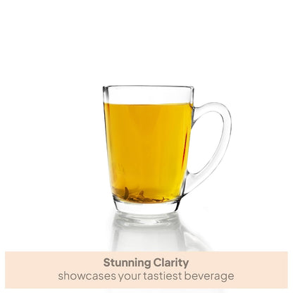 Cello Caroline Glass Tea Cup with Elegant Design 160ml, Set of 6 Clear