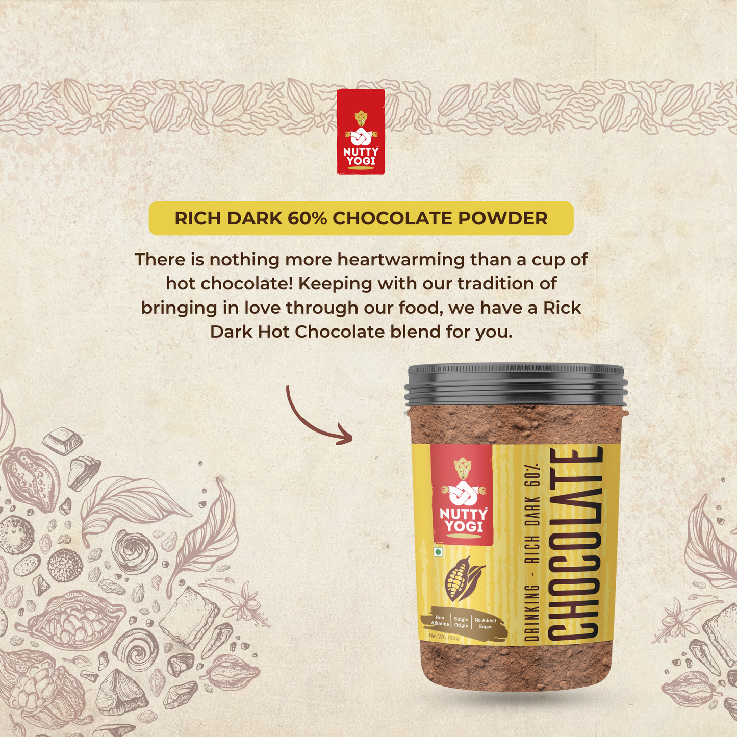 Nutty Yogi Rich Dark Hot Chocolate 60%