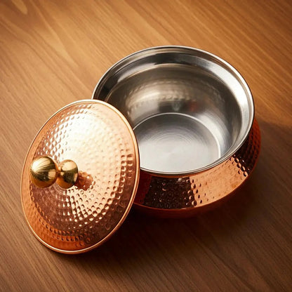 Artarium Copper Degchi with Lid Traditional Copper Cookware
