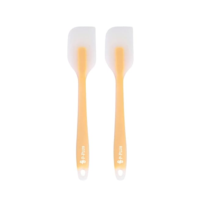 P-Plus International Silicone Spatulas Rubber Spatula Heat Resistant Seamless Orange Set of 2