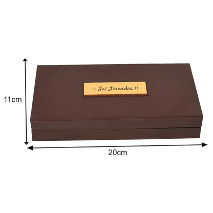 Jaipur Ace Jai Jinendra Mahavir Swami Ji Jain Gold Plated Charan Paduka Yantra With Wooden Box
