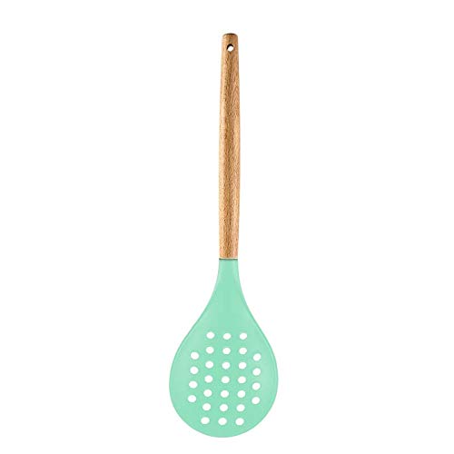 Woodtula Kitchen Silicone Slotted Skimmer with Good Grips Kitchen Cooking Baking Green