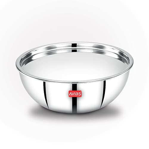 Avias Riara Triply Tasla with Lid Stainless Steel Tasla kadai 3 Layered Cookware 2.5mm Thickness 3.5 litres 26cm