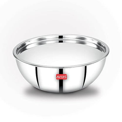 Avias Riara Triply Tasla with Lid Stainless Steel Tasla kadai 3 Layered Cookware 2.5mm Thickness 3.5 litres 26cm