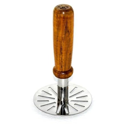 Auxtra Stainless Steel Pav Bhaji Masher Potato Pav Bhaji Masher Pressure with Strong Wooden Handle