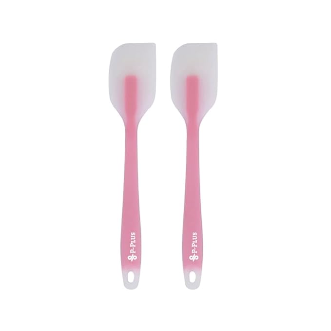 P-Plus International Silicone Spatulas Rubber Spatula Heat Resistant Seamless One Piece LightPink Set of 2