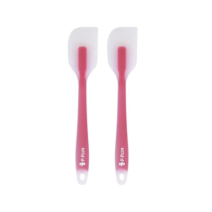 P-Plus International Silicone Spatulas Rubber Spatula Heat Resistant Seamless DarkPink Set of 2