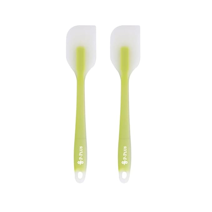 P-Plus International Silicone Spatulas Rubber Spatula Heat Resistant Seamless Green Set of 2