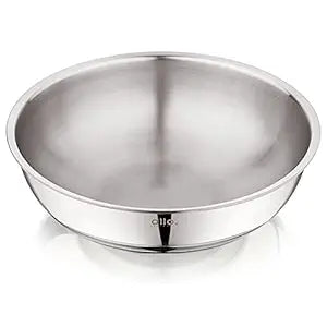 Allo Triply Stainless Steel Tasla Ideal Tasla for Curry Stir-Fry Deep-Fry Kadhai 34cm 7.5 litres