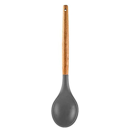 Woodtula Silicone Cooking Utensils Kitchen Utensil Set Heat Resistant Wooden Handles Grey