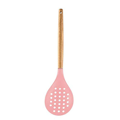 Woodtula Kitchen Silicone Slotted Skimmer with Good Grips Ergonomics Kitchen Cooking Baking Pink