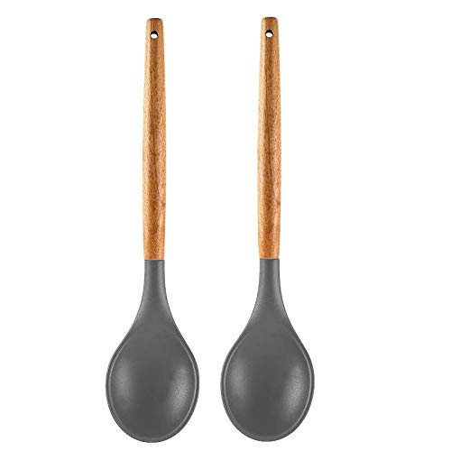 P-Plus International Wooden Handles Non Toxic Silicone Spoon Kitchen Gadgets Utensil Grey