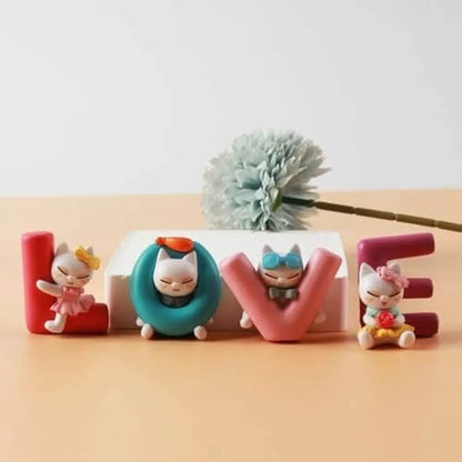 Satyam Kraft 1 Set  Love Letter Miniature Cat Figurines