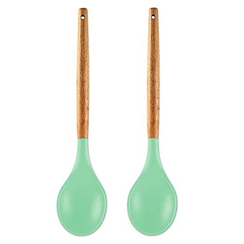 P-Plus International Wooden Handles Non Toxic Silicone Spatula Spoon Kitchen Gadgets Utensil Green