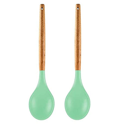 P-Plus International Wooden Handles Non Toxic Silicone Spatula Spoon Kitchen Gadgets Utensil Green