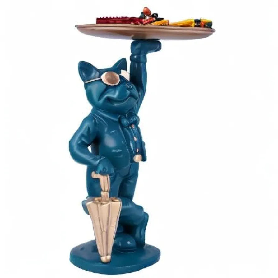 Zart Cool Dog Showpiece with Plate Home Decor Showpiece Dog Blue Umb
