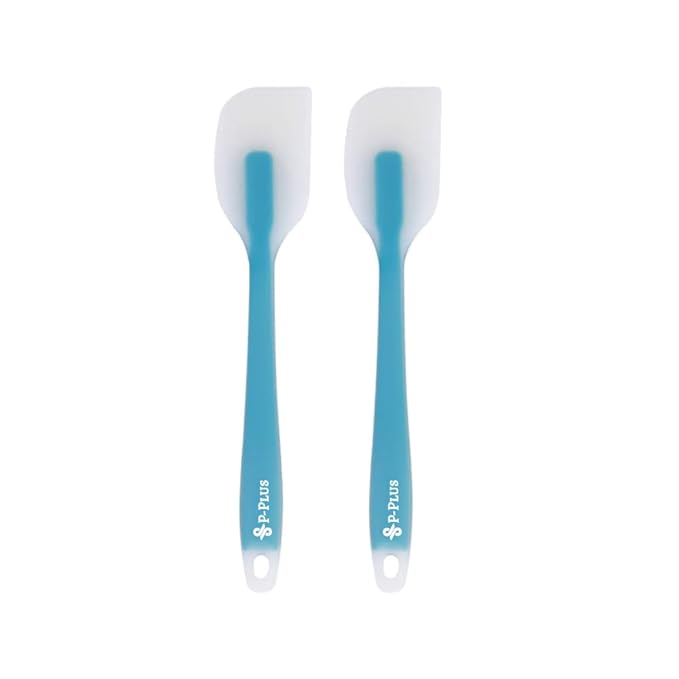 P-Plus International Food Grade Silicone Spatulas Rubber Spatulas Heat Resistant Blue Set of 2