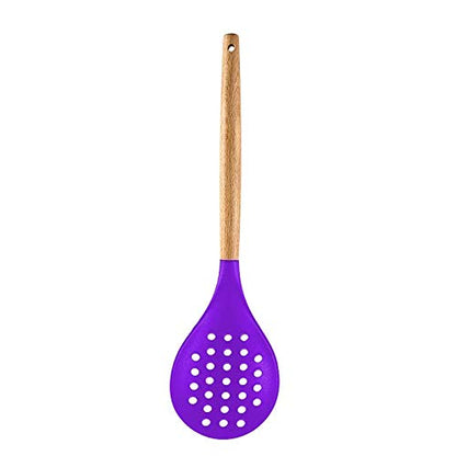Woodtula Kitchen Silicone Slotted Skimmer with Good Grips Ergonomics Kitchen Cooking Baking Purple