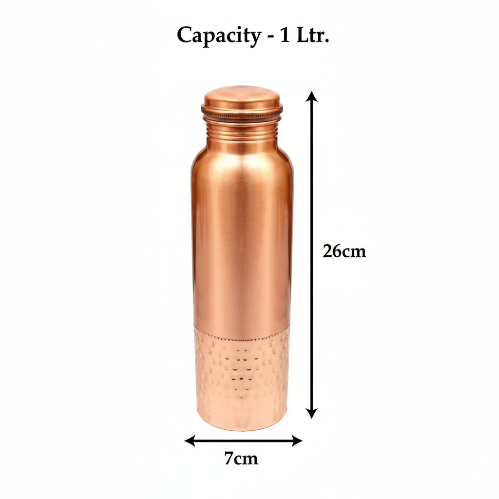 KC Pure Copper Water Bottle with Leak Proof Protection - 1000ml