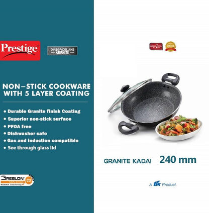 Prestige Omega Select Plus Ib Aluminium Non Stick Cookware Dia 24cm Kadai With Glass Lid