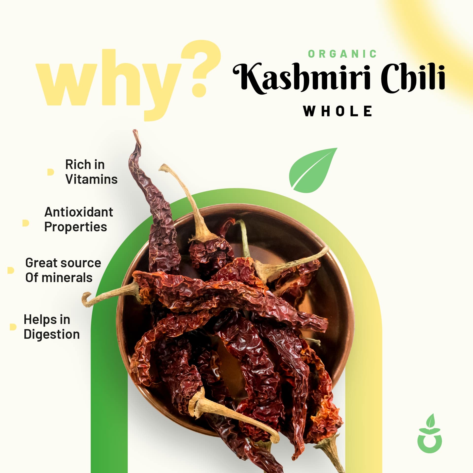Pure Organio Organic Dried Kashmiri Chilli Whole