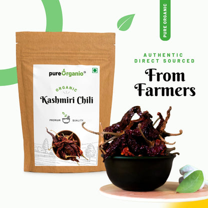 Pure Organio Organic Dried Kashmiri Chilli Whole