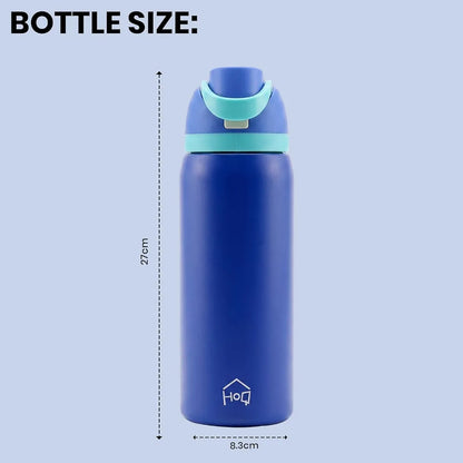 House of Quirk Sippease Stainless Steel Water Bottle with Straw for Sports and Travel BPA-Free 950ML 