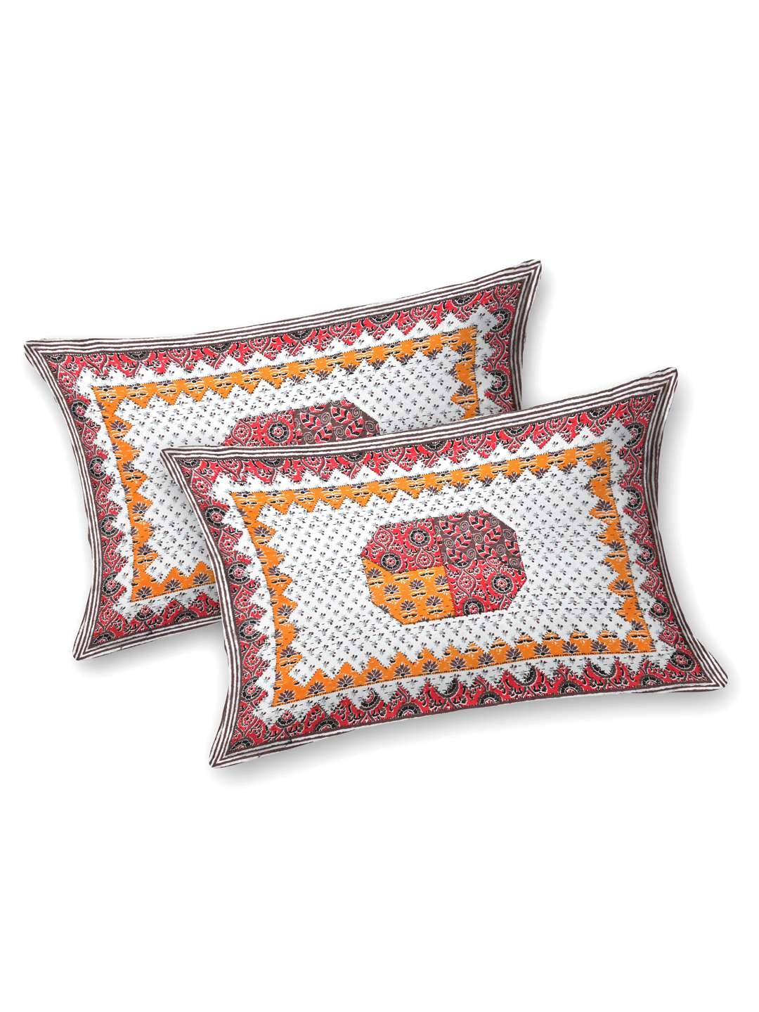 100% Pure Cotton Traditional Printed Bedsheet for Double Bed King Size Bedsheet with 2 Pillow Covers