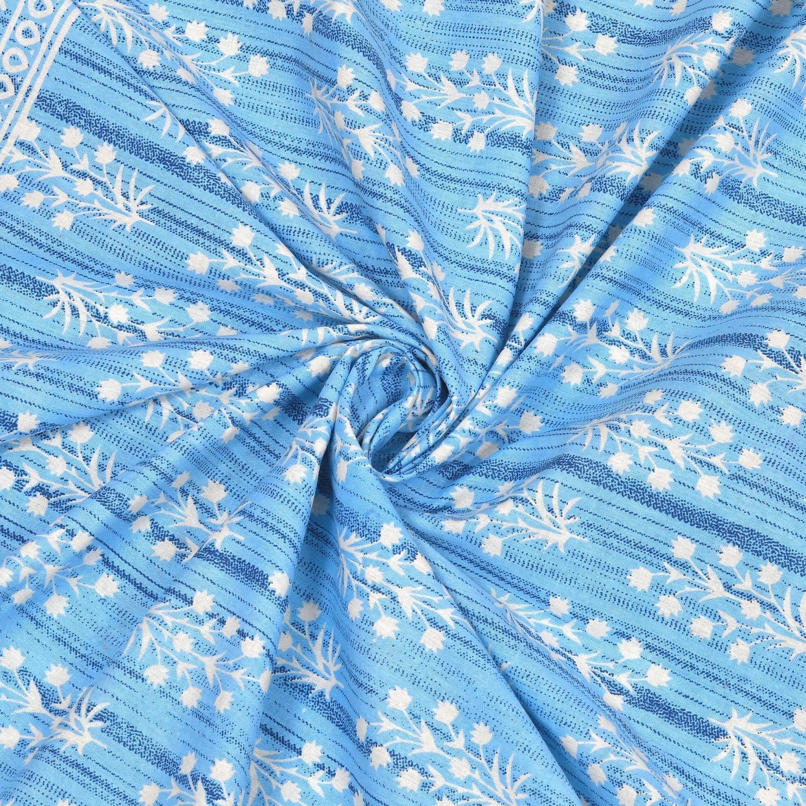 100% Pure Cotton Traditional Printed Bedsheet for Double Bed King Size Bedsheet with 2 Pillow Covers