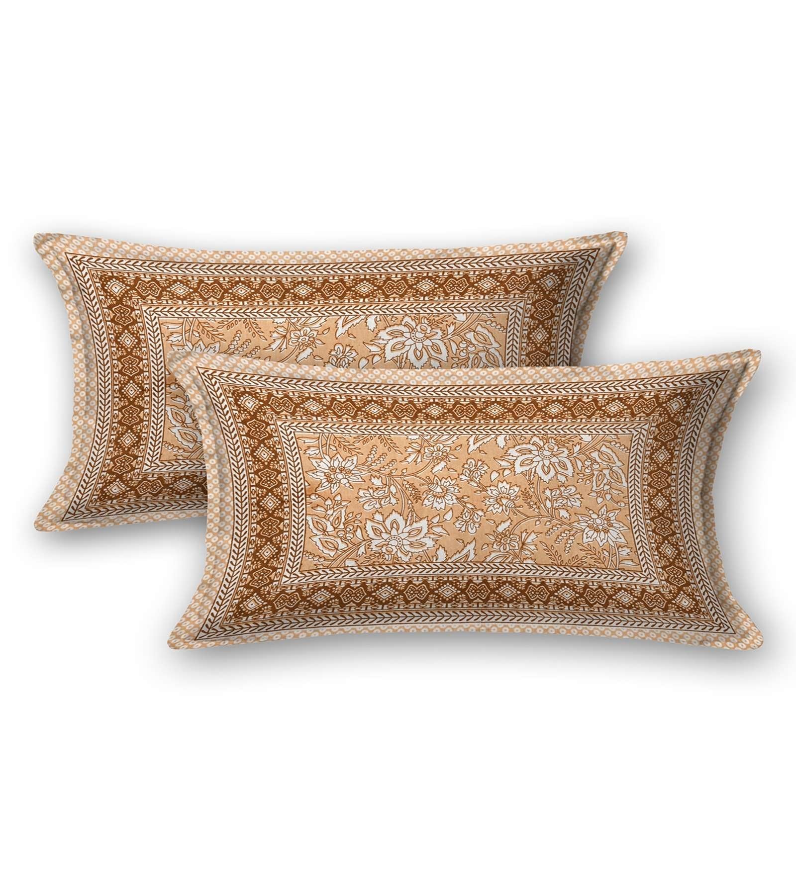 100% Pure Cotton Traditional Printed Bedsheet for Double Bed King Size Bedsheet with 2 Pillow Covers