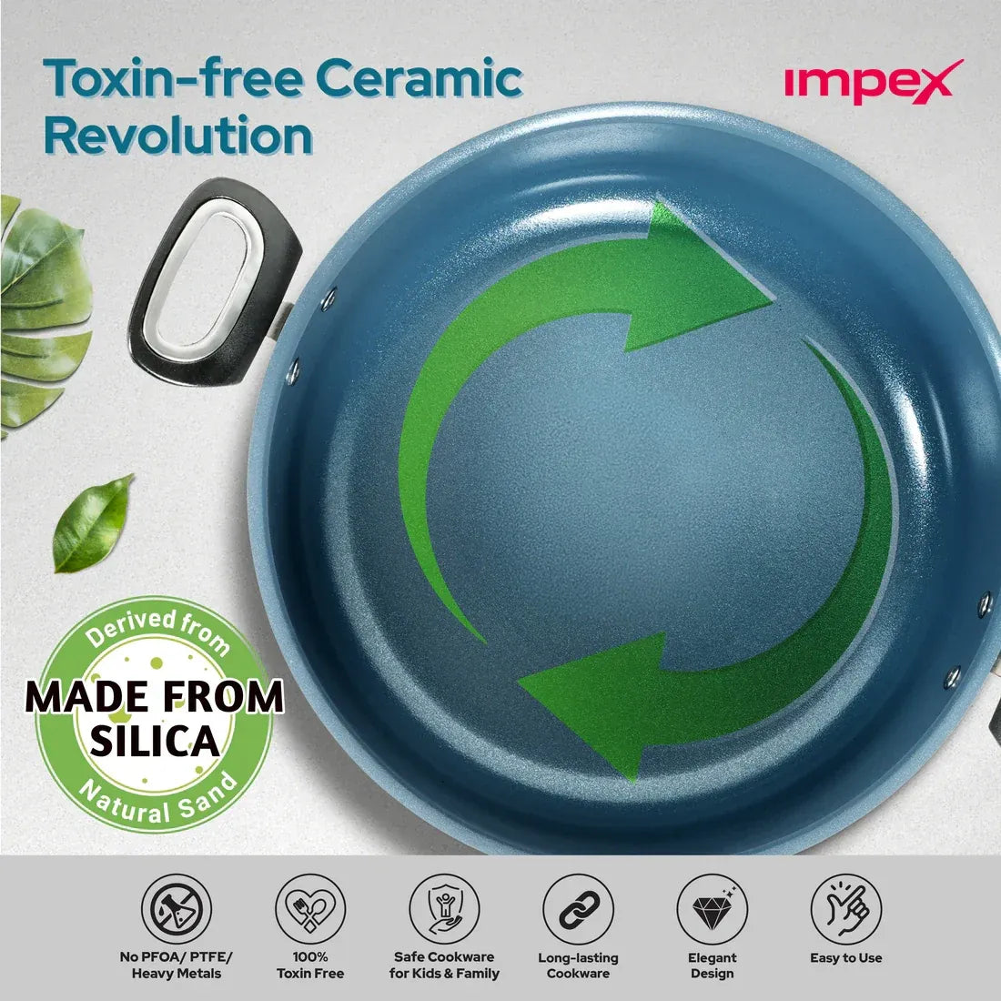 Impex Trucera 8L Ceramic Biryani Pot Grey Induction Non-Stick PFOA-Free