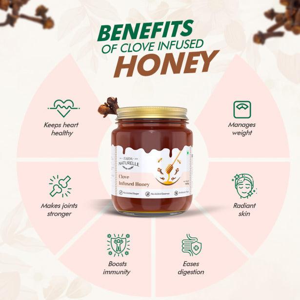 Clove Infused Honey | 100% Pure Honey | Wooden Spoon| Raw, Natural | Lab Tested Honey in Glass Bottle.