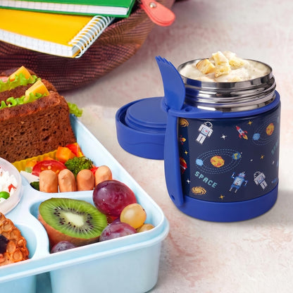 House of Quirk 304 Stainless Steel Baby Feeding Bowl with Spoon - Blue Galaxy