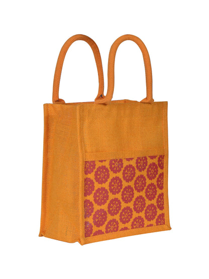 Jute Cottage Pocket Zipper Lunch Bag 100% Genuine Jute Stylish