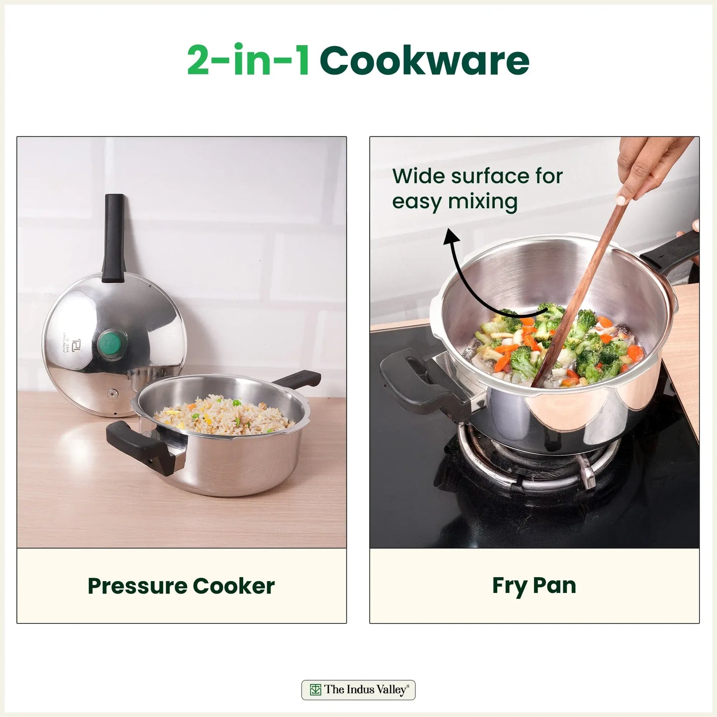 The Indus Valley Premium Stainless Steel Outer Lid Handi Pressure Cooker 3.5-5.5L