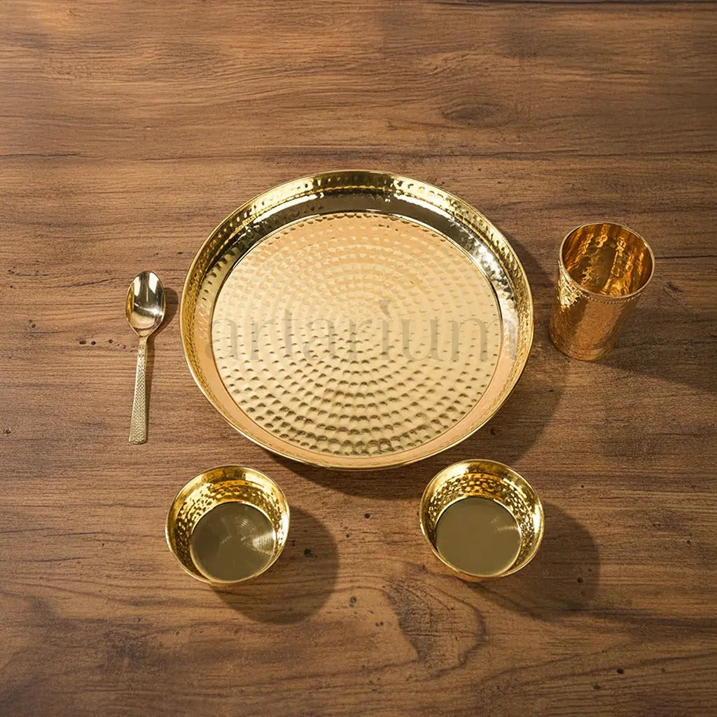 Artarium Brass Hammered Thali Set